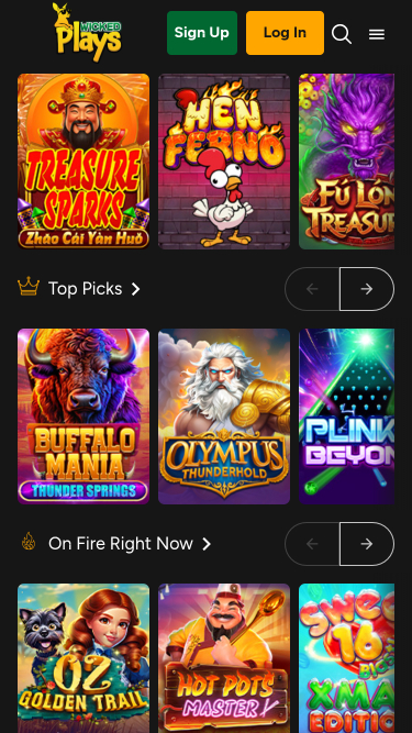 Juegos de casino para móviles de Wicked Plays