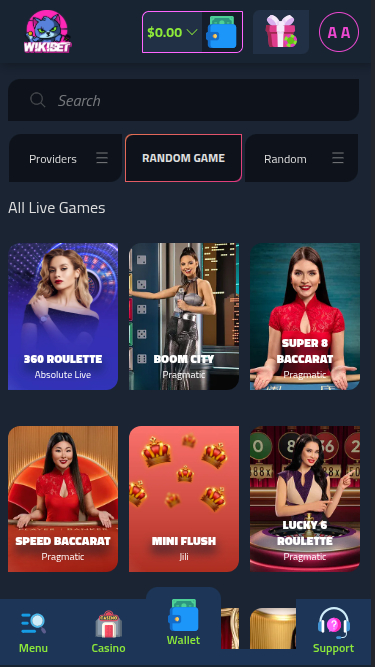 Wikibet Casino Live-Dealer mobil