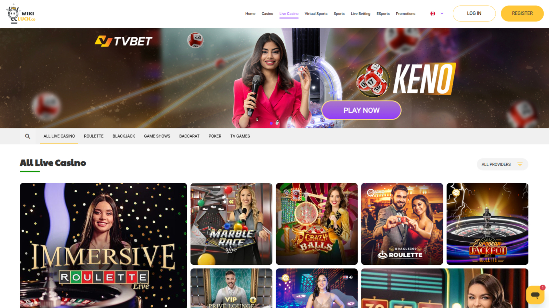 Wikiluck Casino Desktop-Live-Dealer