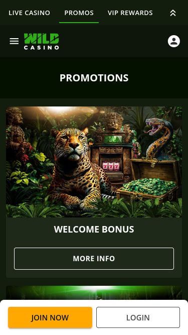Promotions mobiles de Wild Casino