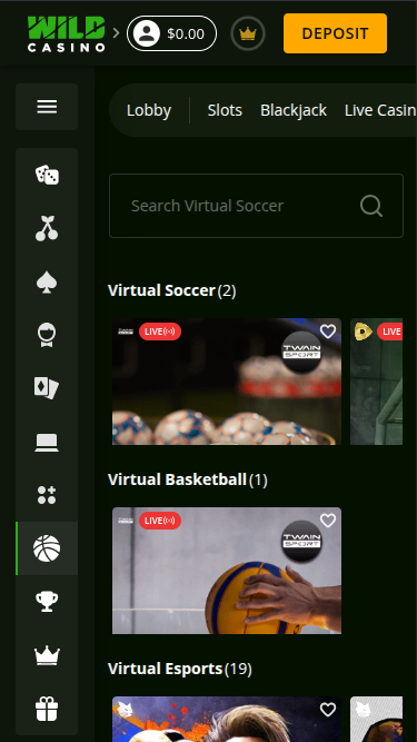 Sports virtuels mobiles de Wild Casino
