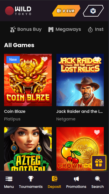 Jeux mobiles de Wild Tokyo Casino