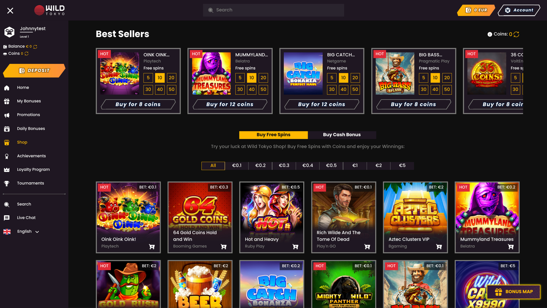 Boutique de bureau de Wild Tokyo Casino