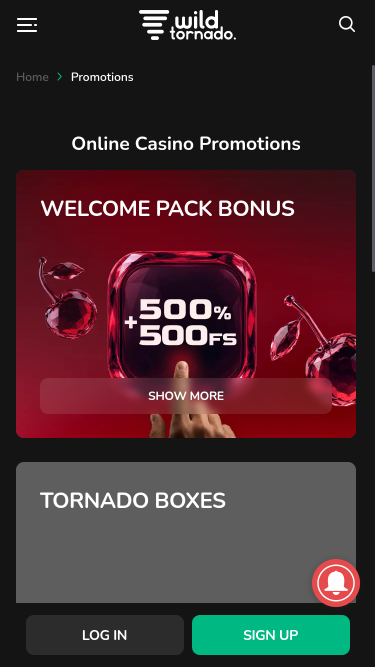 Wild Tornado Casino Mobile Promotions
