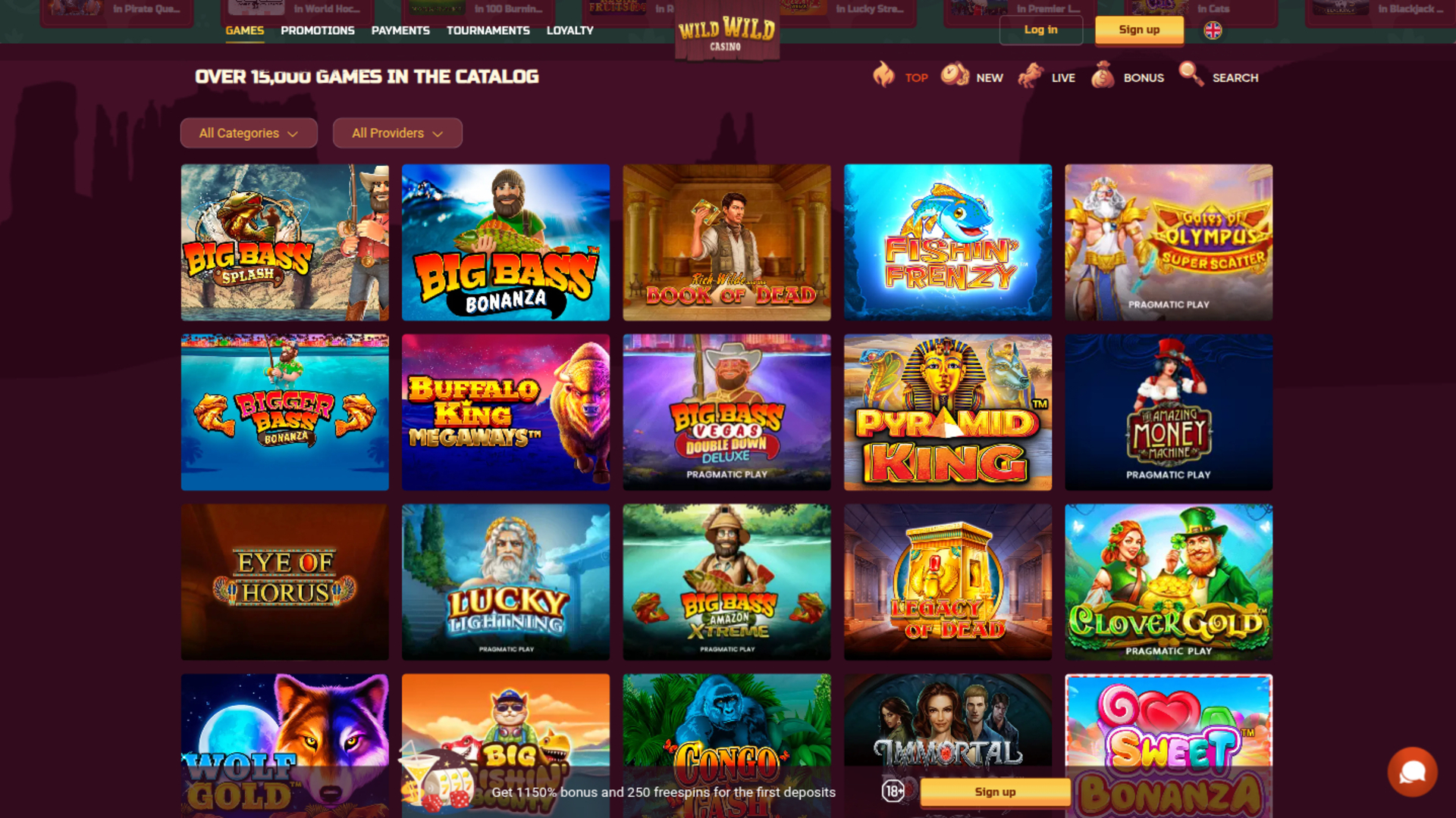 Jeux de Wild Wild Casino sur ordinateur