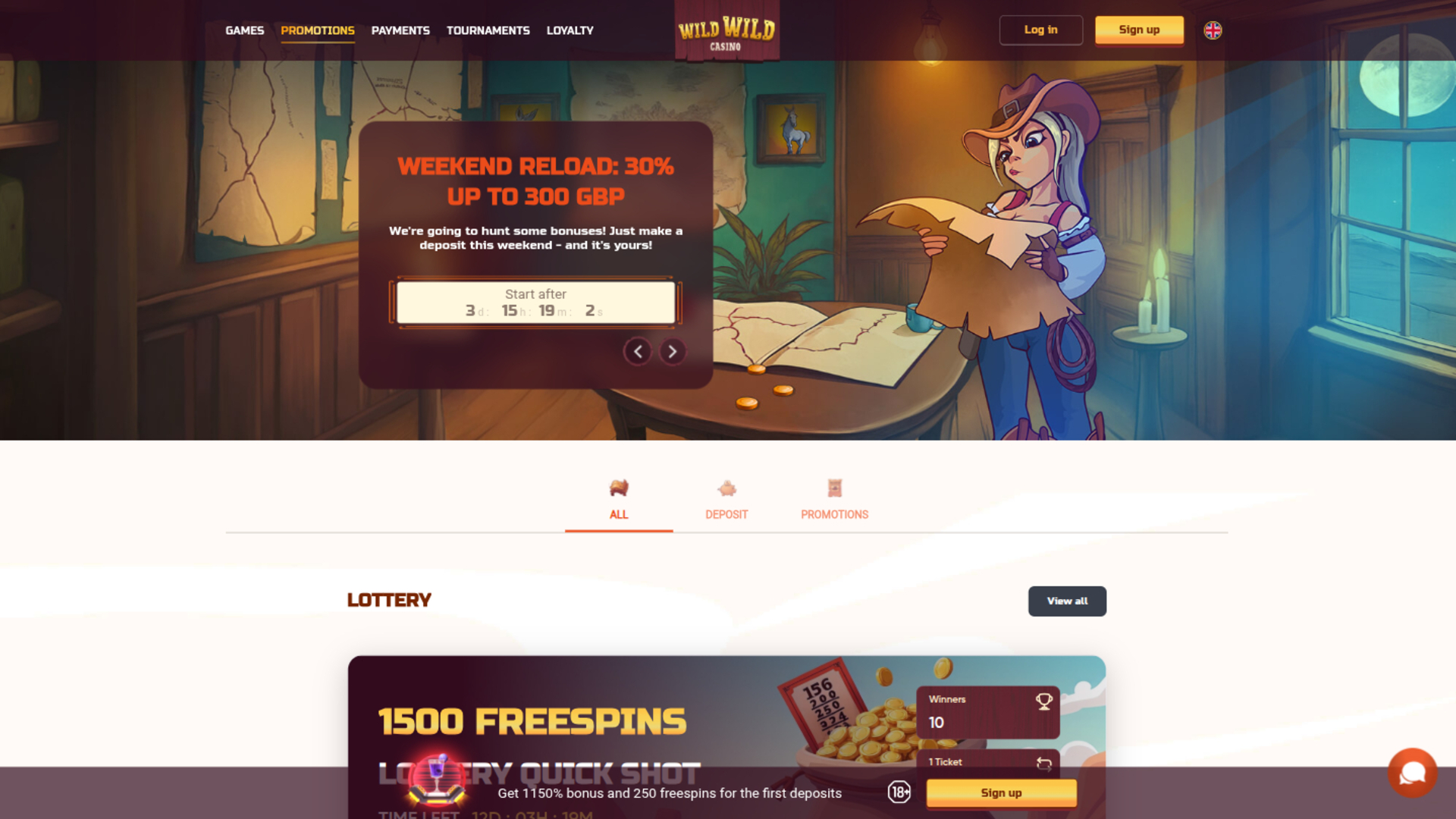 Promotions de Wild Wild Casino sur ordinateur
