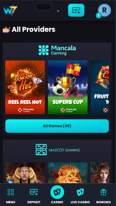 Wild7 Casino mobile Spielentwickler