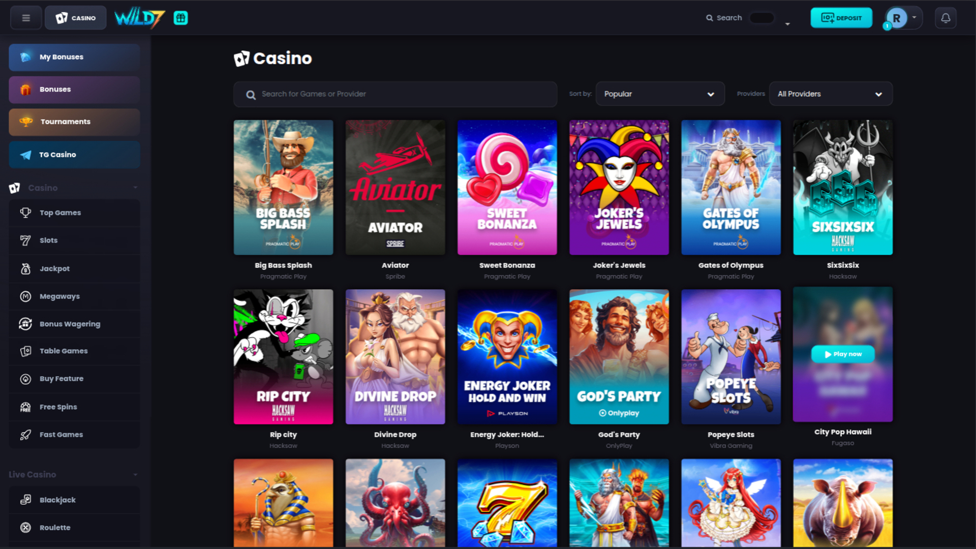 Wild7 Casino Desktop-Spiele