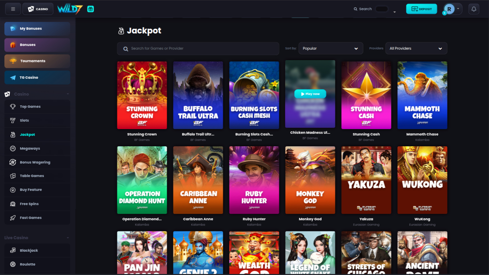 Wild7 Casino Desktop-Jackpot