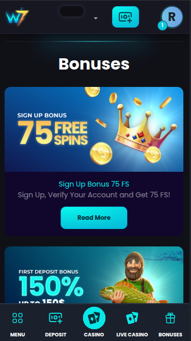 Wild7 Casino mobile Aktionen