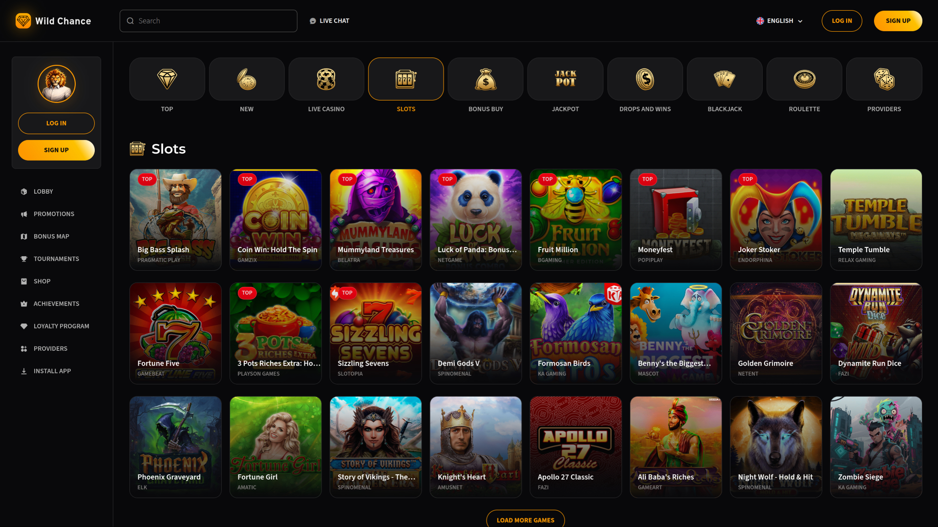 Juegos de escritorio de casino Wild Chance