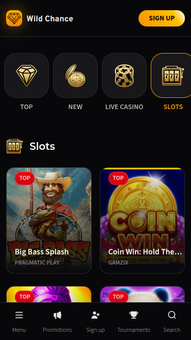 Juegos móviles de Wild Chance Casino