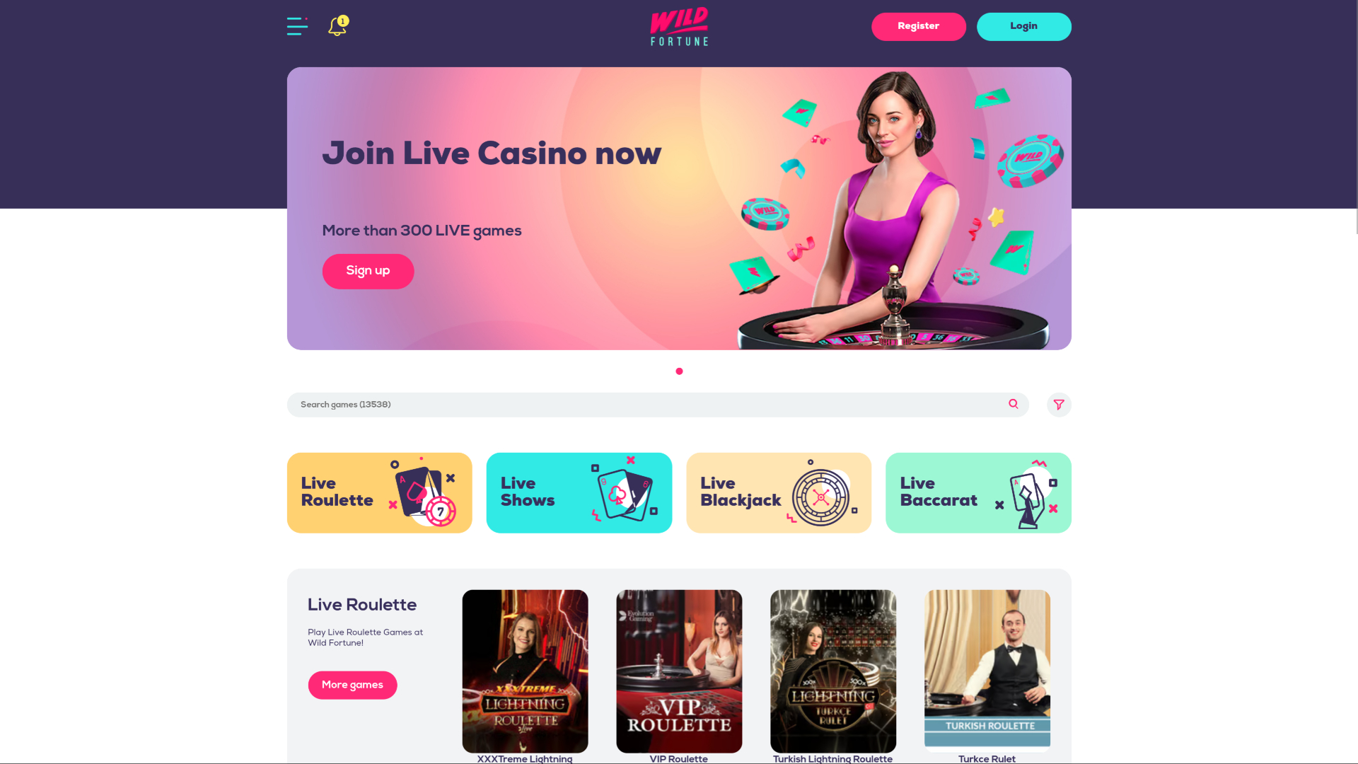 Wildfortune Casino Desktop Live Dealer