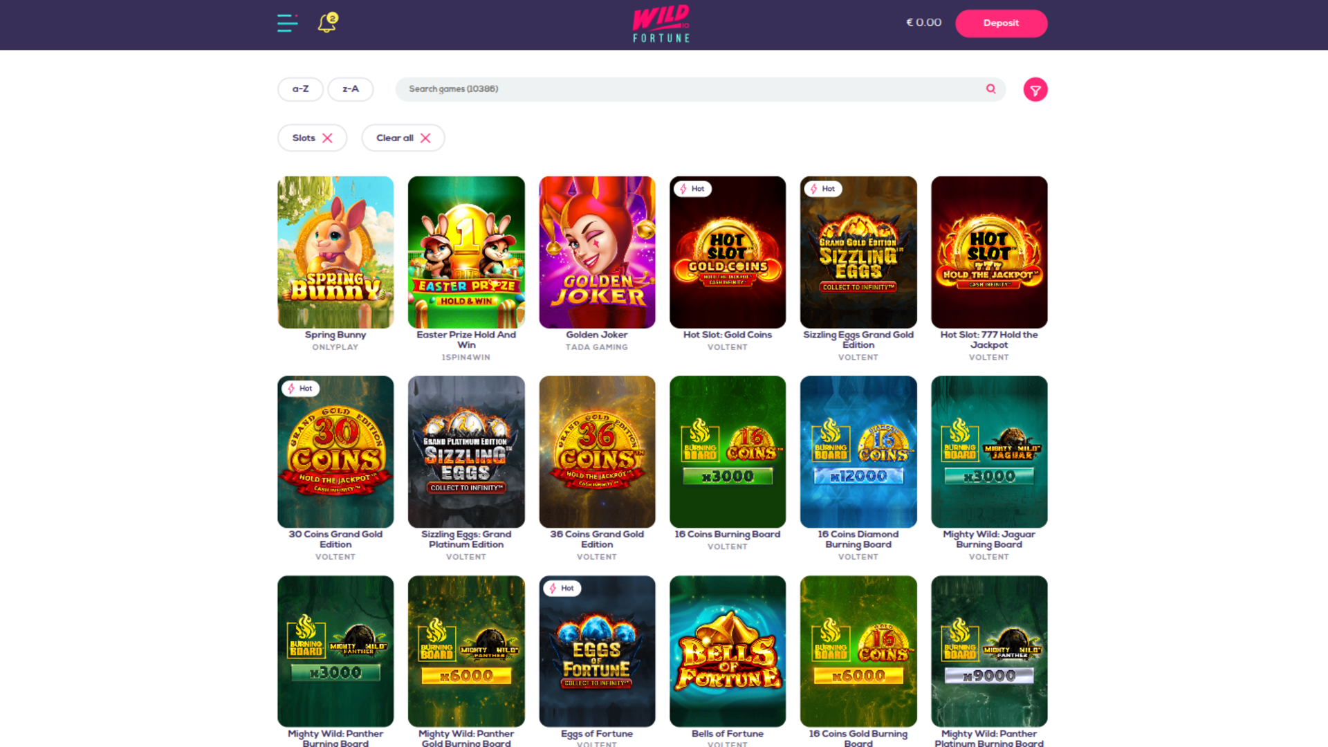 Jeux sur ordinateur de Wildfortune Casino