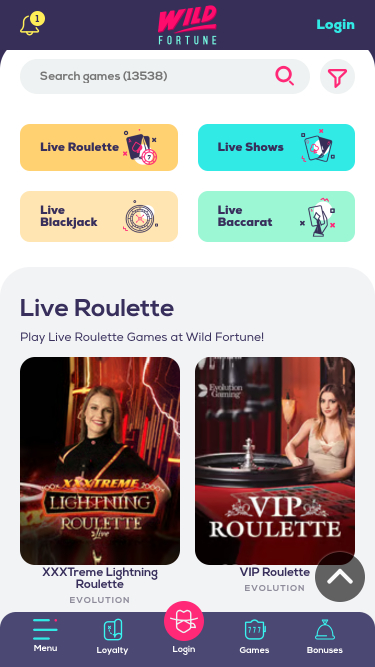 Wildfortune Casino Mobile Live Dealer