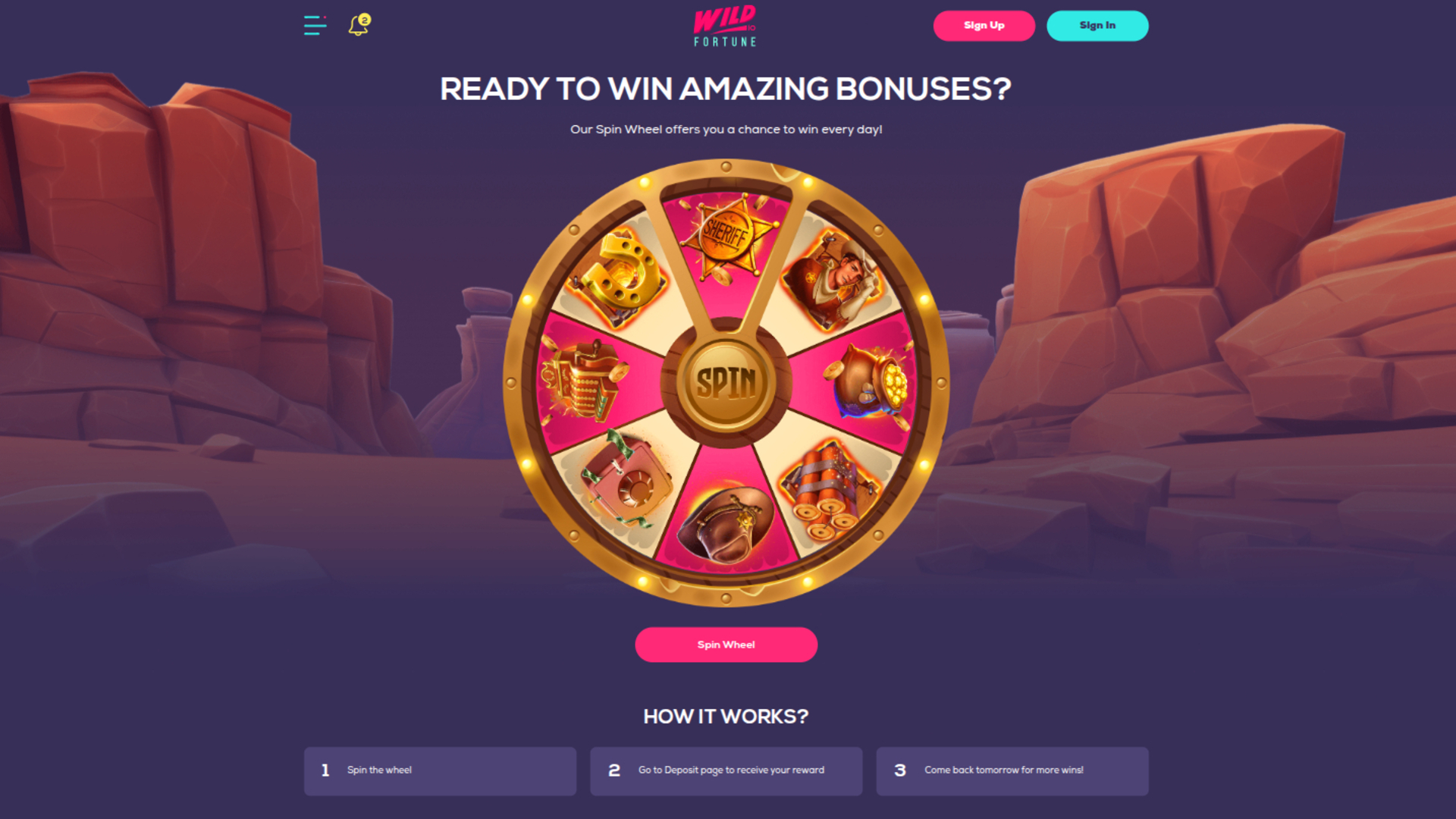 Roue de la fortune sur ordinateur de Wildfortune Casino
