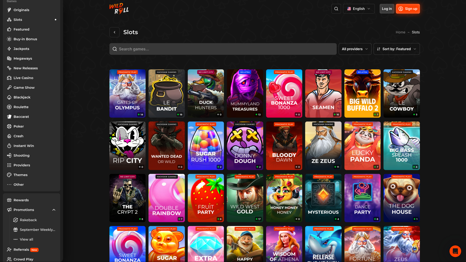 Jeux de casino WildRoll sur ordinateur