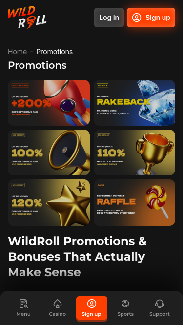 Promotions mobiles du casino WindRoll