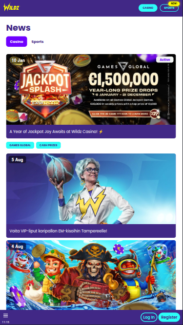 Wildz Casino mobile Aktionen