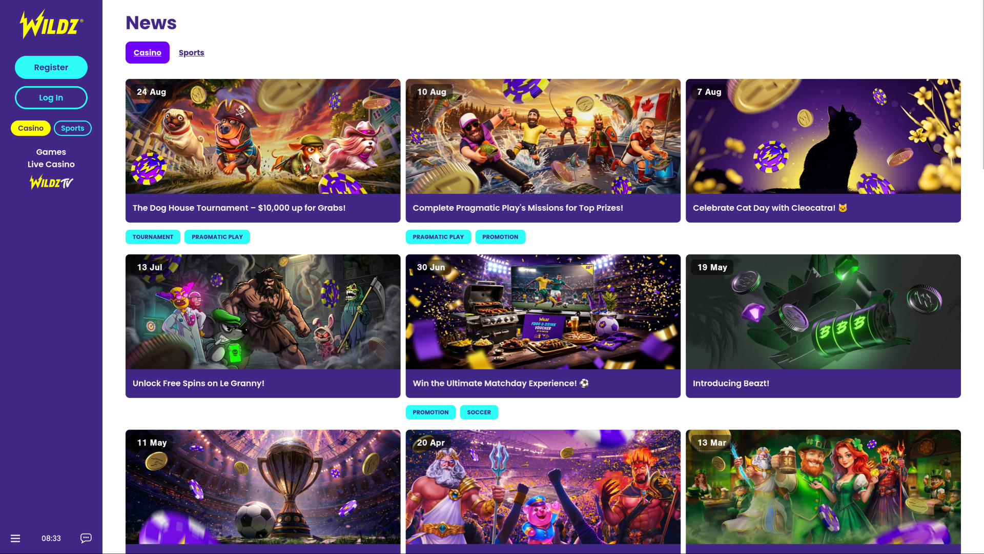Wildz Casino Desktop Promotions