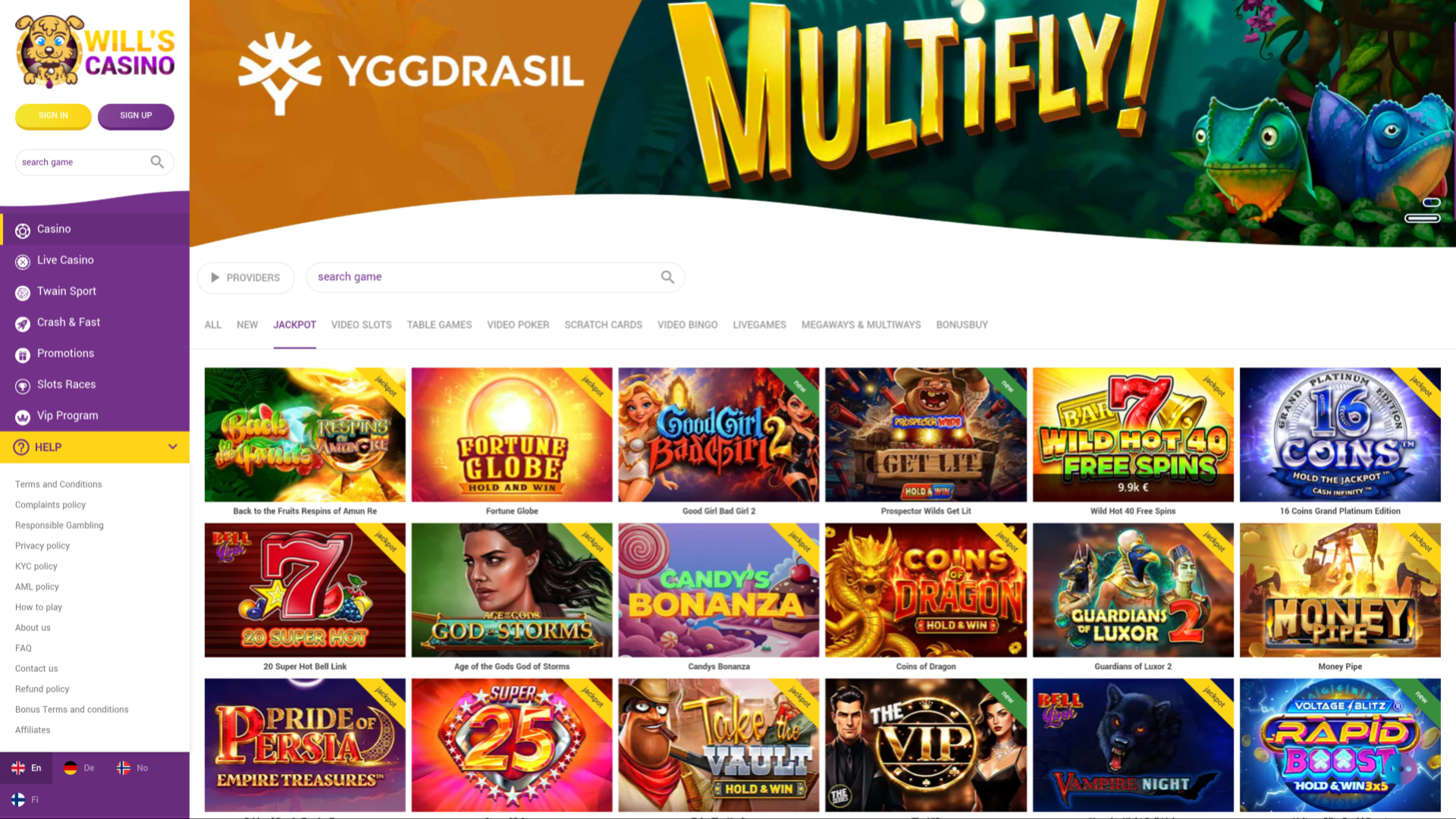 Wills Casino Desktop Jackpot