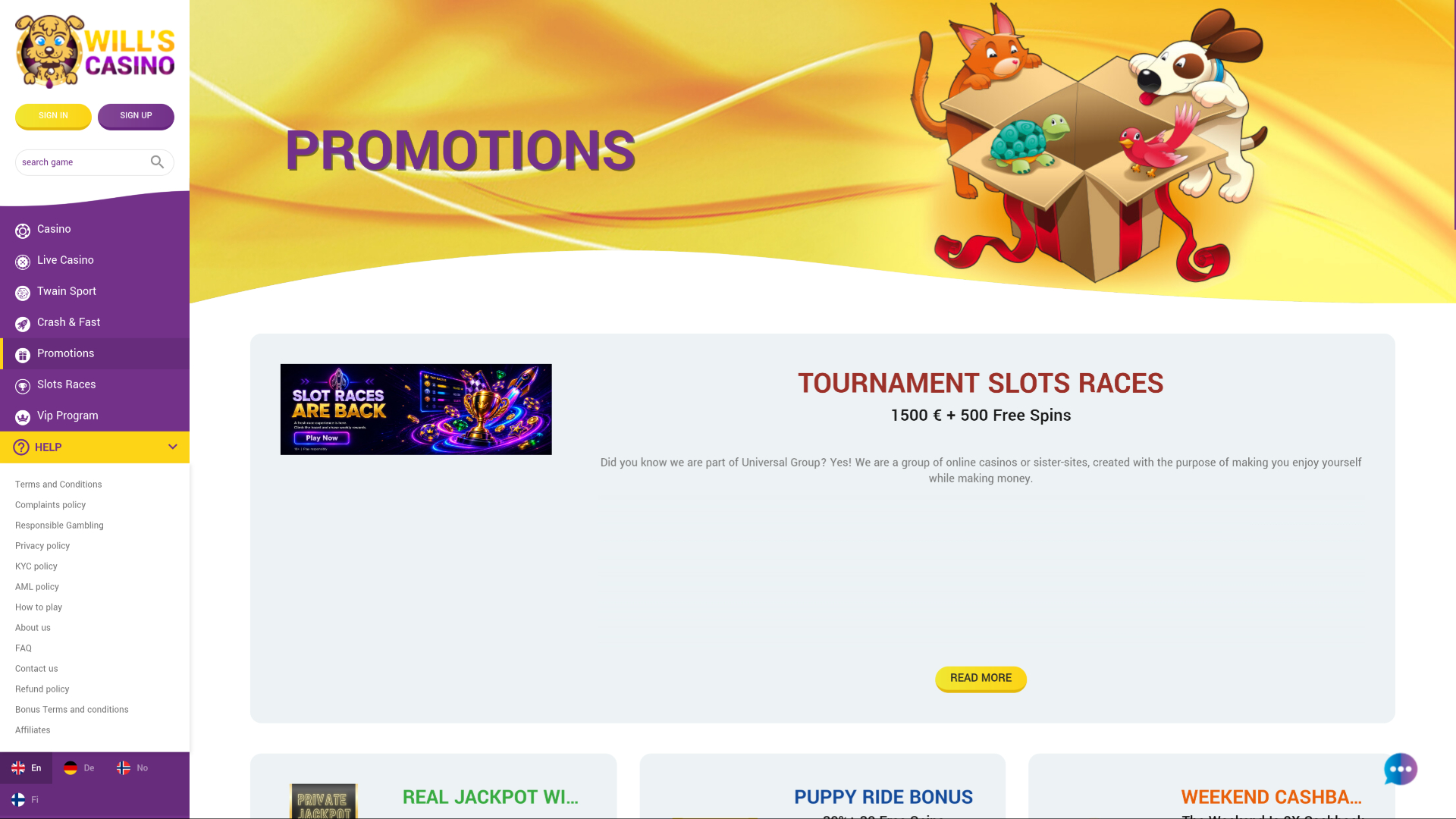Wills Casino Desktop Promotions