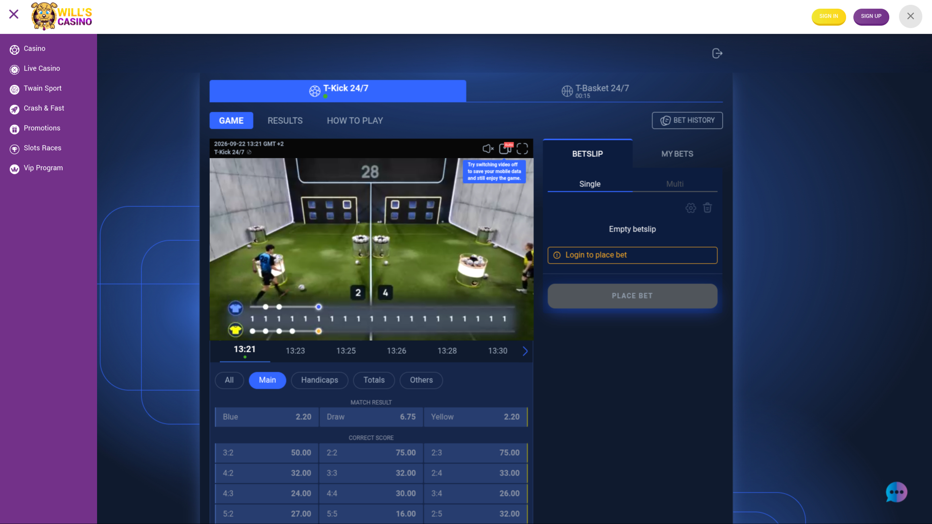 Wills Casino Desktop Sports