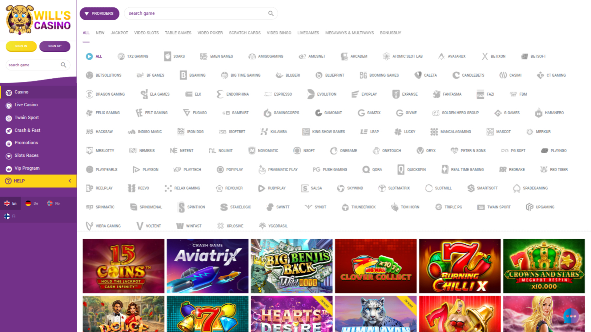 Développeurs de jeux sur ordinateur de Wills Casino