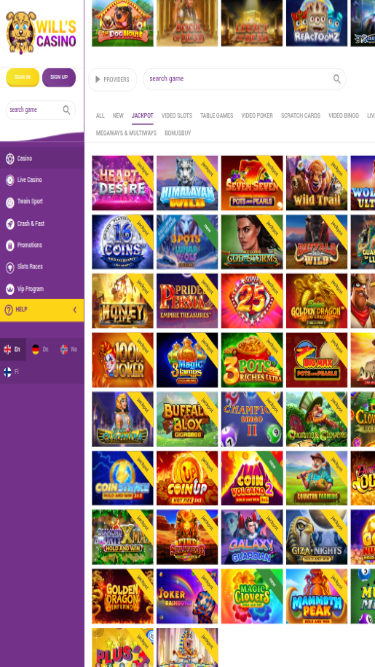 Jackpot mobile de Wills Casino