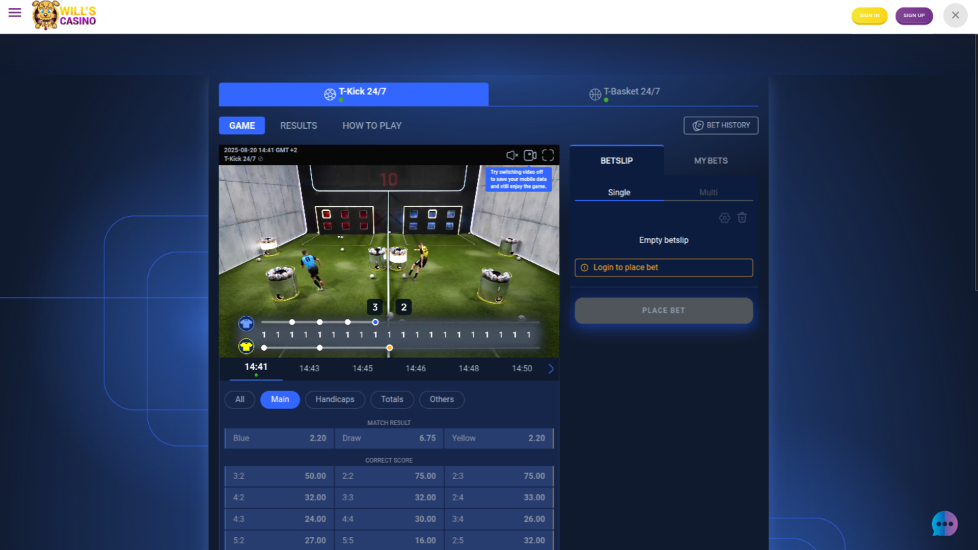 Sports sur ordinateur de Wills Casino