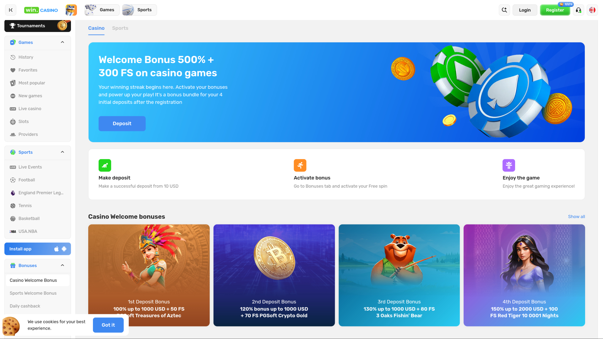 Win Casino Desktop Promotions