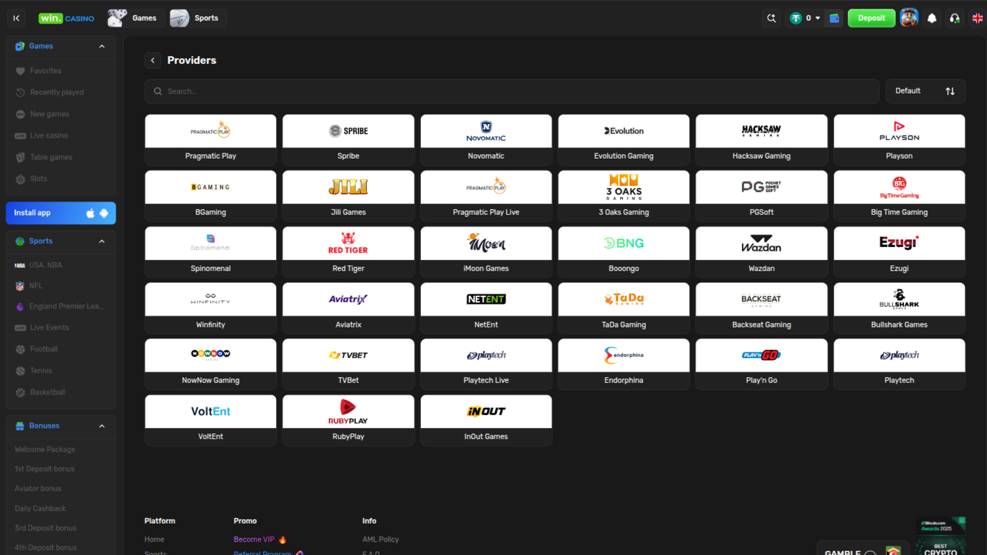 Desarrolladores de juegos de escritorio de Win Casino
