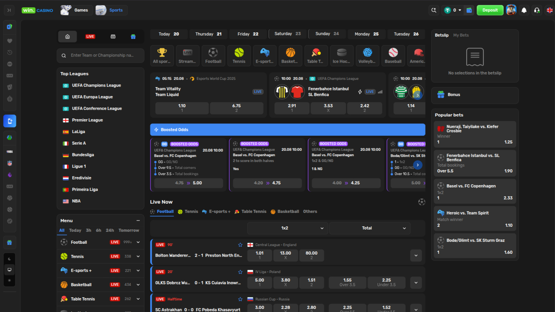 Deportes de escritorio de Win Casino