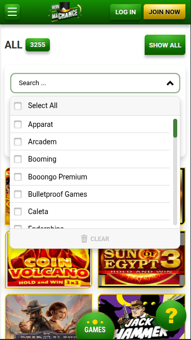 Sviluppatori di giochi mobile di Win Machance Casino