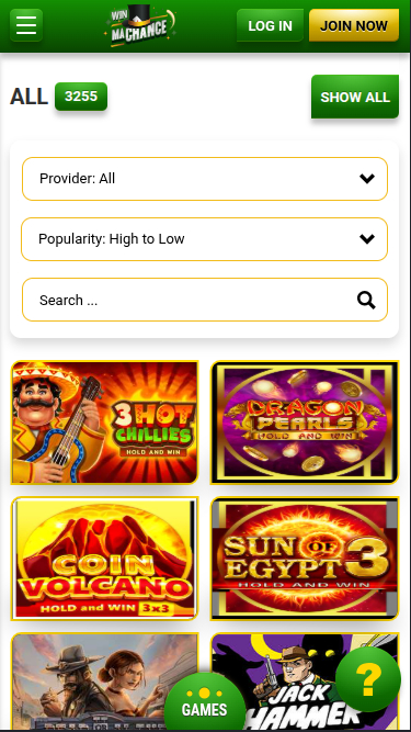 Giochi mobile di Win Machance Casino