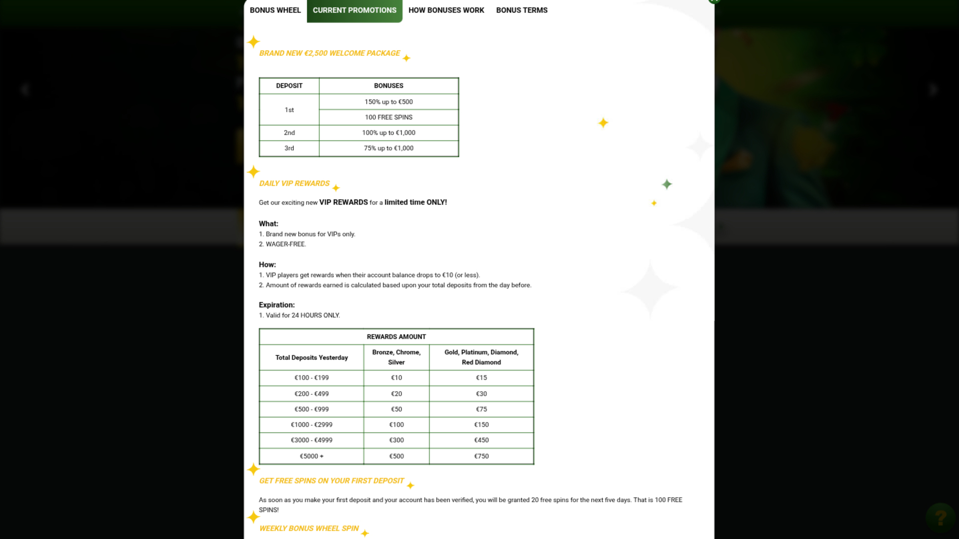 Promozioni desktop di Win Machance Casino