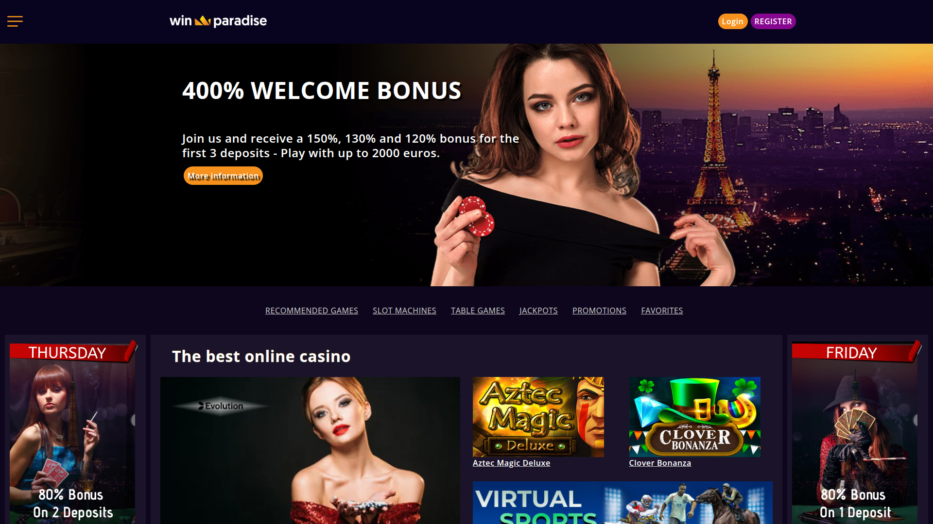 Win Paradise Casino Desktop-Startseite