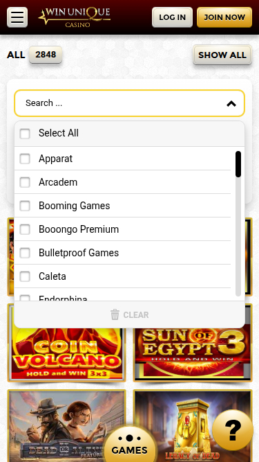 Sviluppatori di giochi mobile di Win Unique Casino
