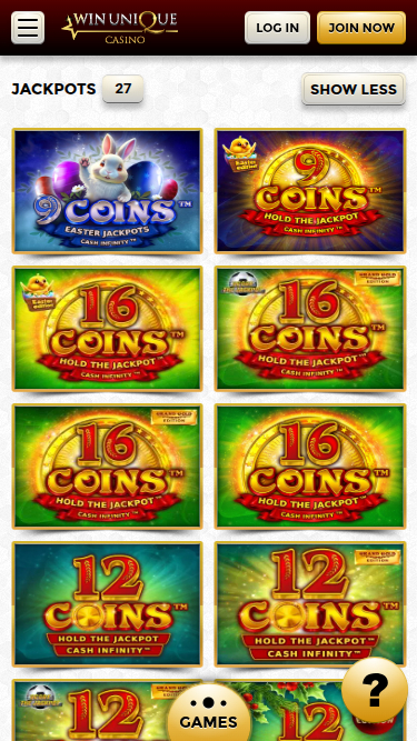 Jackpot mobile di Win Unique Casino