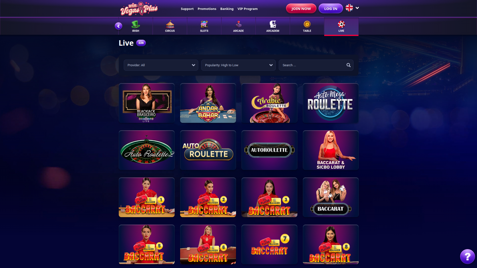 Gagnez au casino Vegasplus sur ordinateur avec croupier en direct