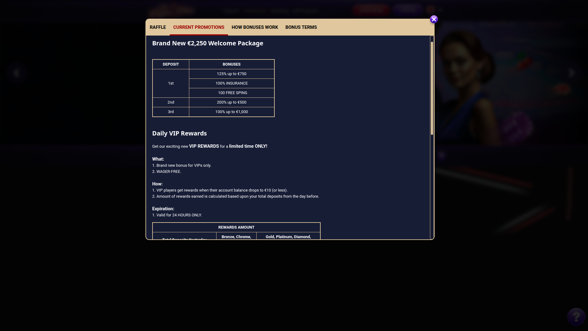 Gagnez des promotions sur ordinateur au casino Vegasplus