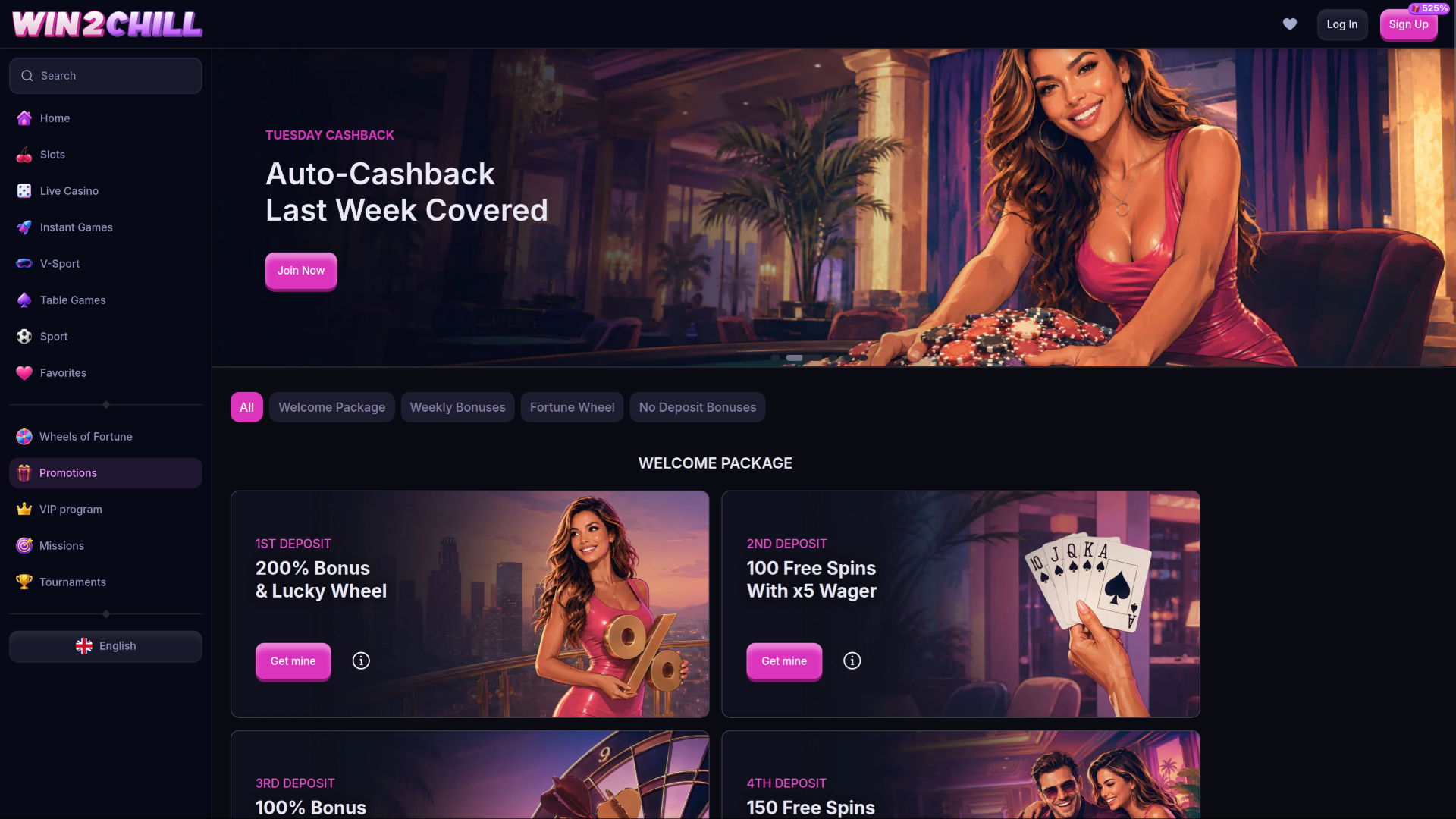 Promozioni per desktop del casinò Win2chill