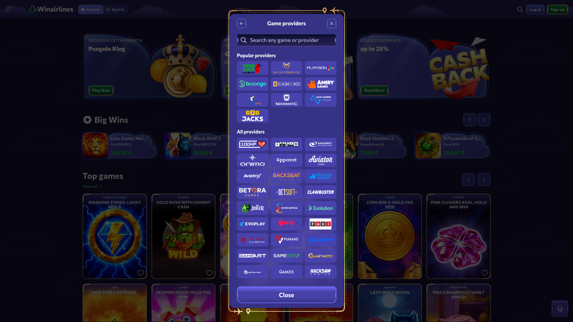 Winairlines Casino Desktop-Spieleentwickler