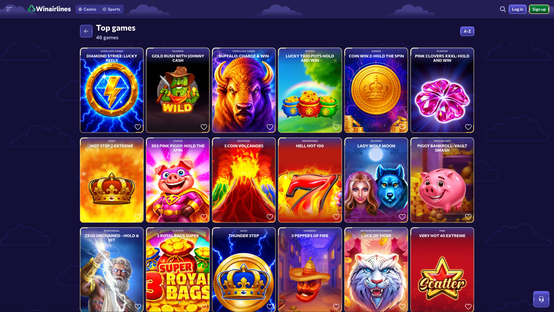 Winairlines Casino Desktop-Spiele