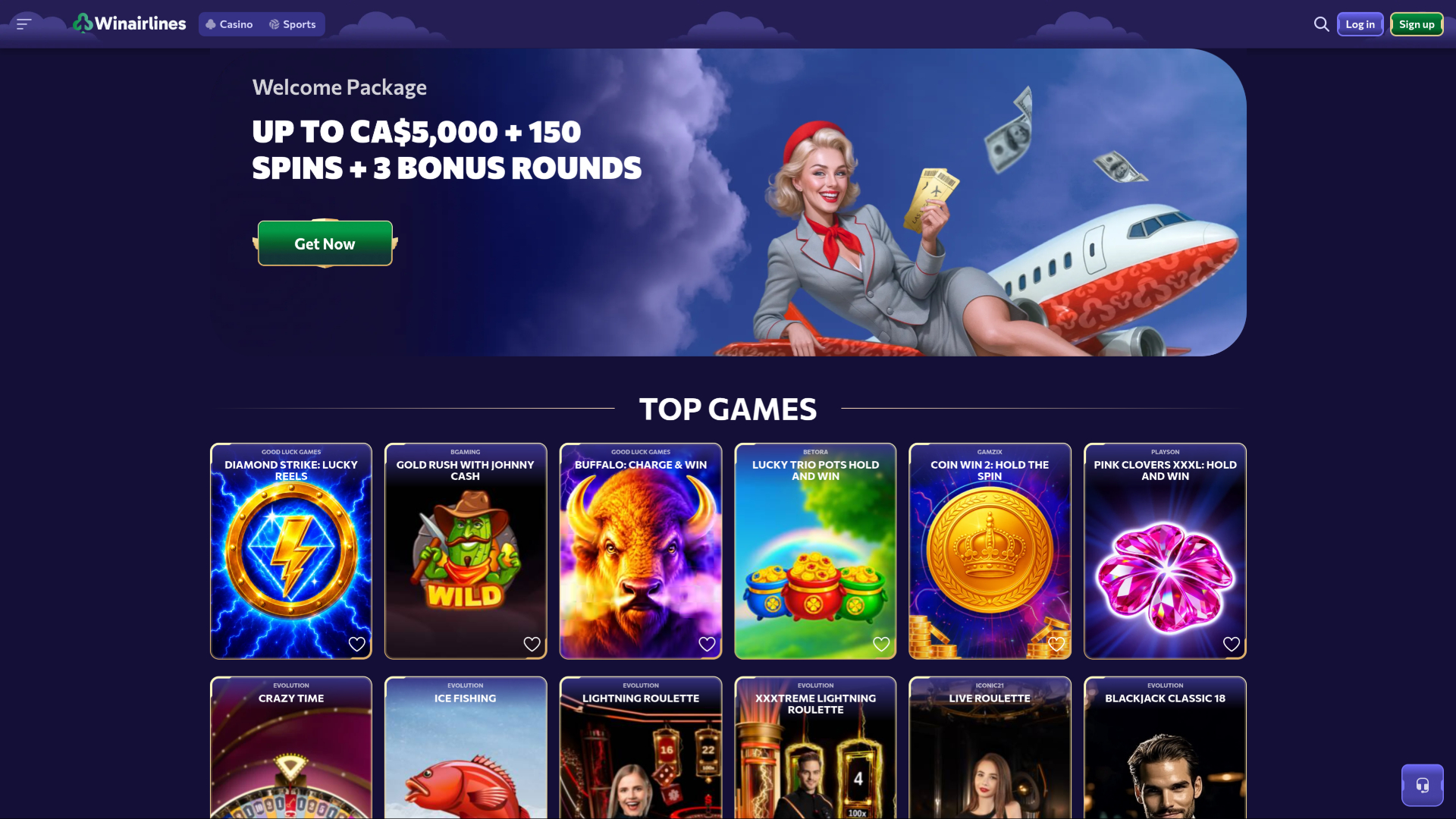 Winairlines Casino Desktop-Startseite