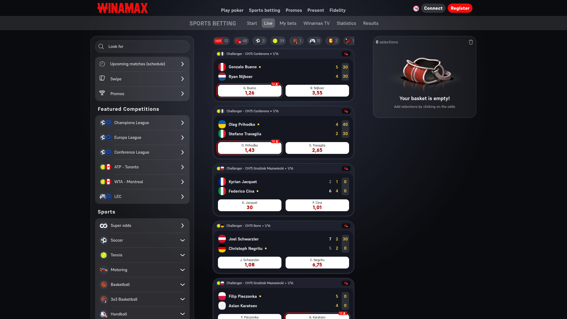 Winamax Desktop-Sportwetten