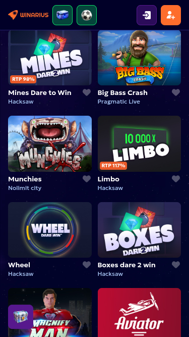 Jackpot mobile de Winarius Casino