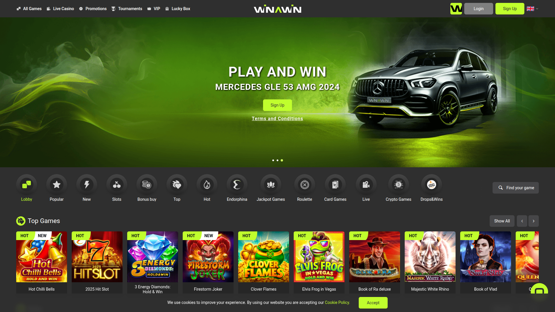 Winawin Casino Desktop Homepage