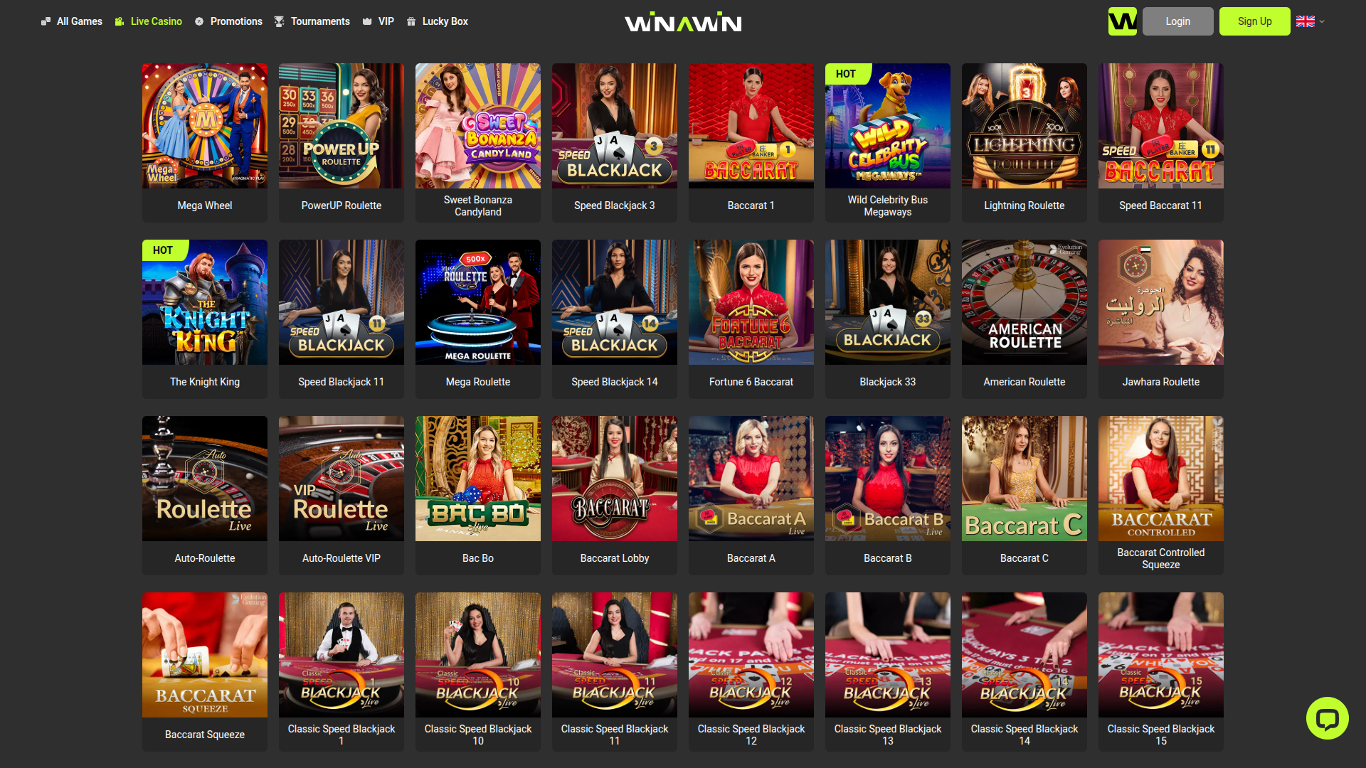Winawin Casino Desktop Live Dealer