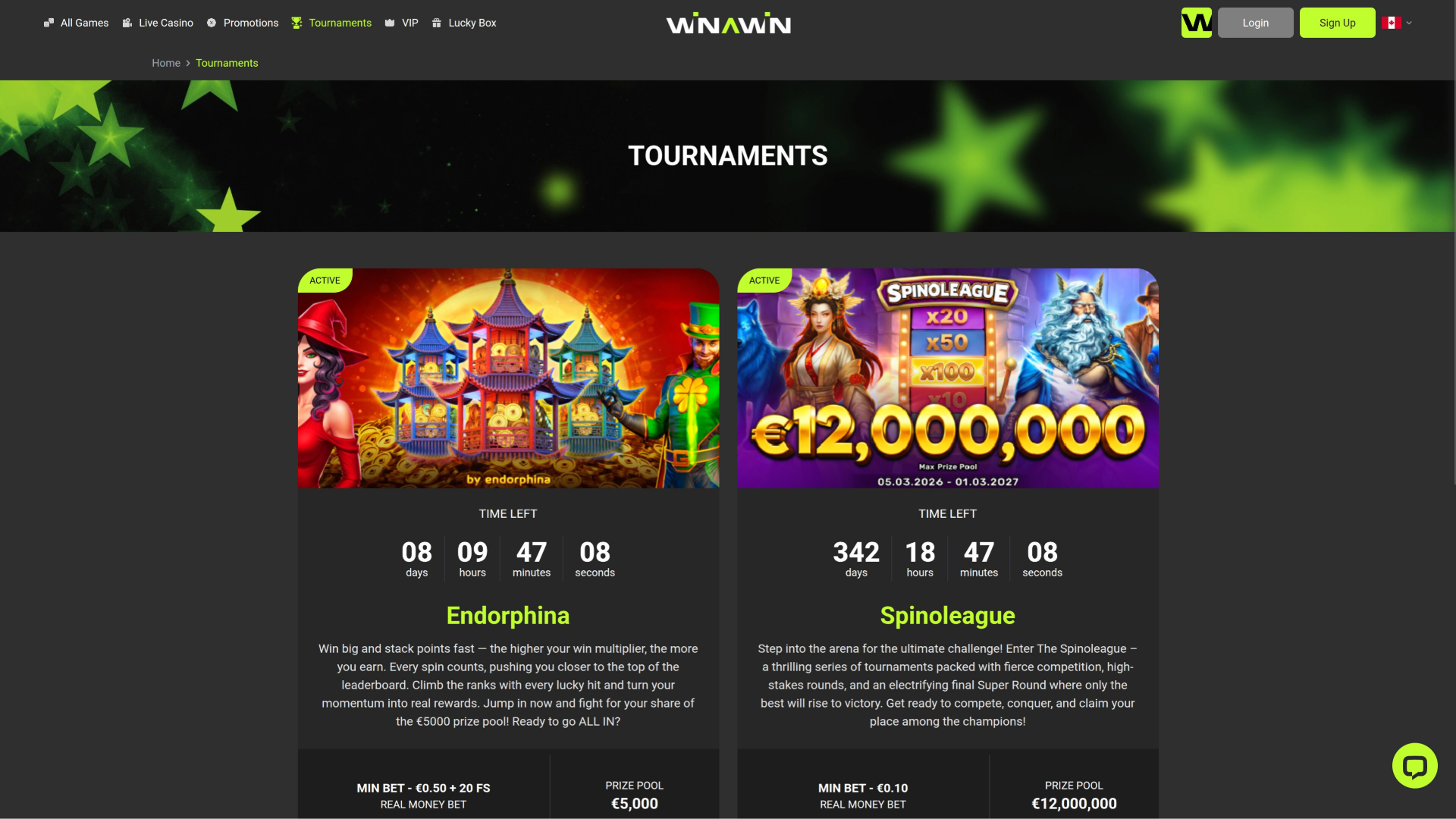 Tornei per computer desktop di Winawin Casino